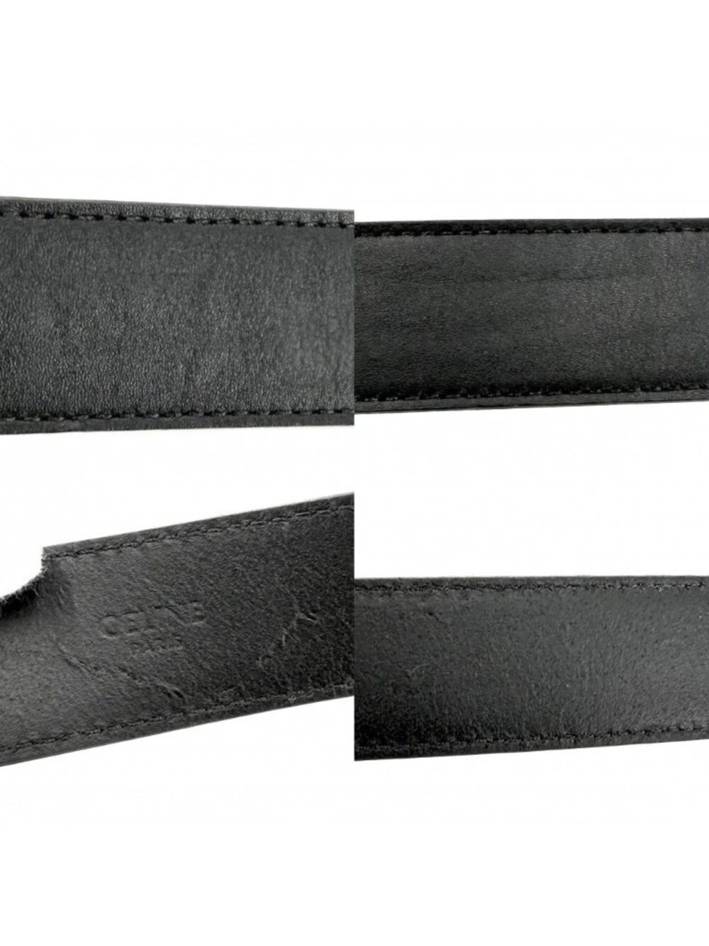 Celine Belt Triomphe Simple Leather Black Silver - Picture 4 of 6